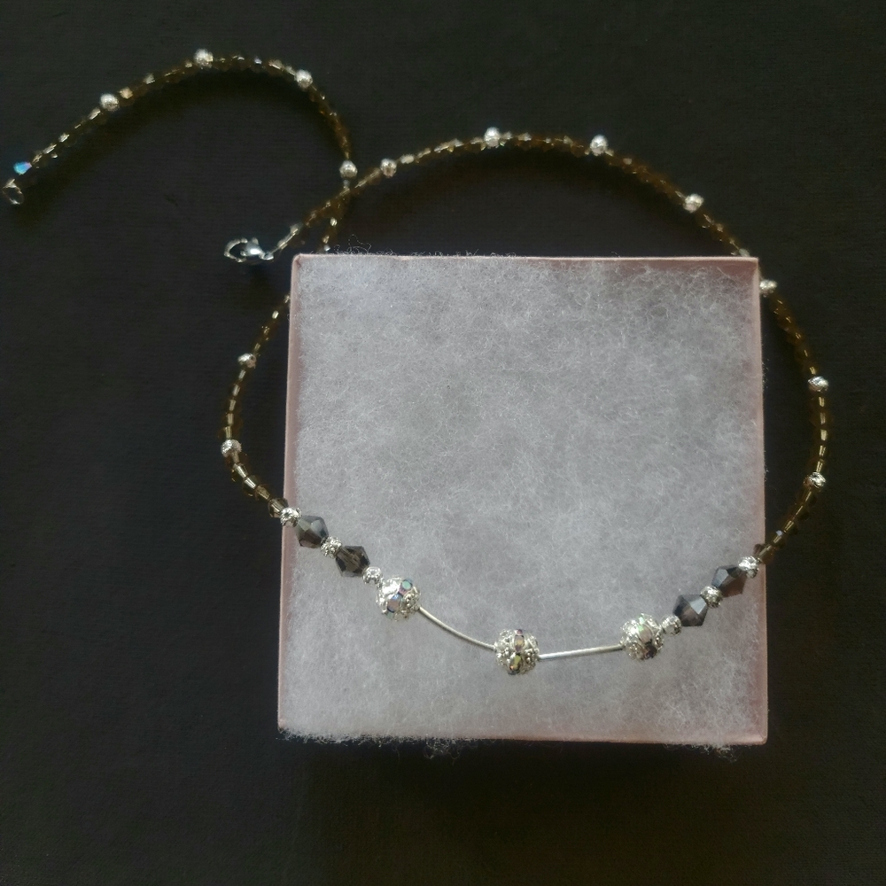 SWAROVSKI BEADED  DISCO BALL DESIGNER CREATED UNIQUE NECKLACE
